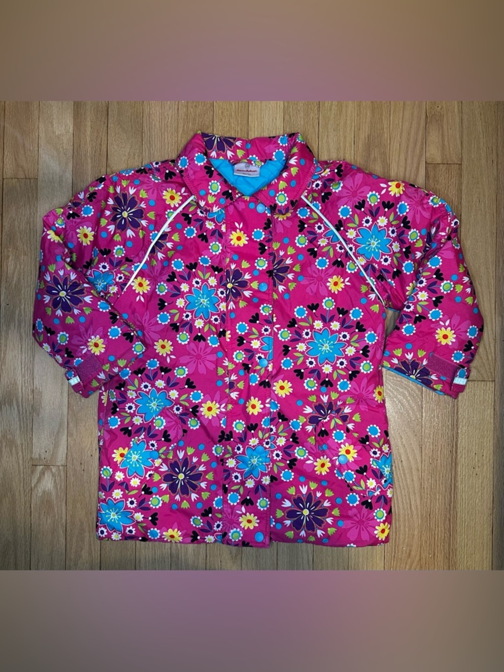 Hanna Andersson Bright Pink Floral Print Quilted Jacket Size: 6-7(120)